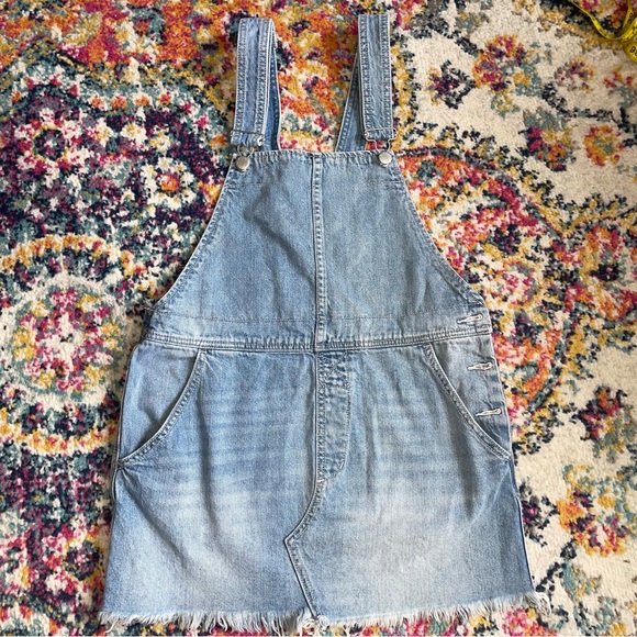 Free People Torn Up Jumper Denim Skirt Overalls size 4 - Picture 4 of 5